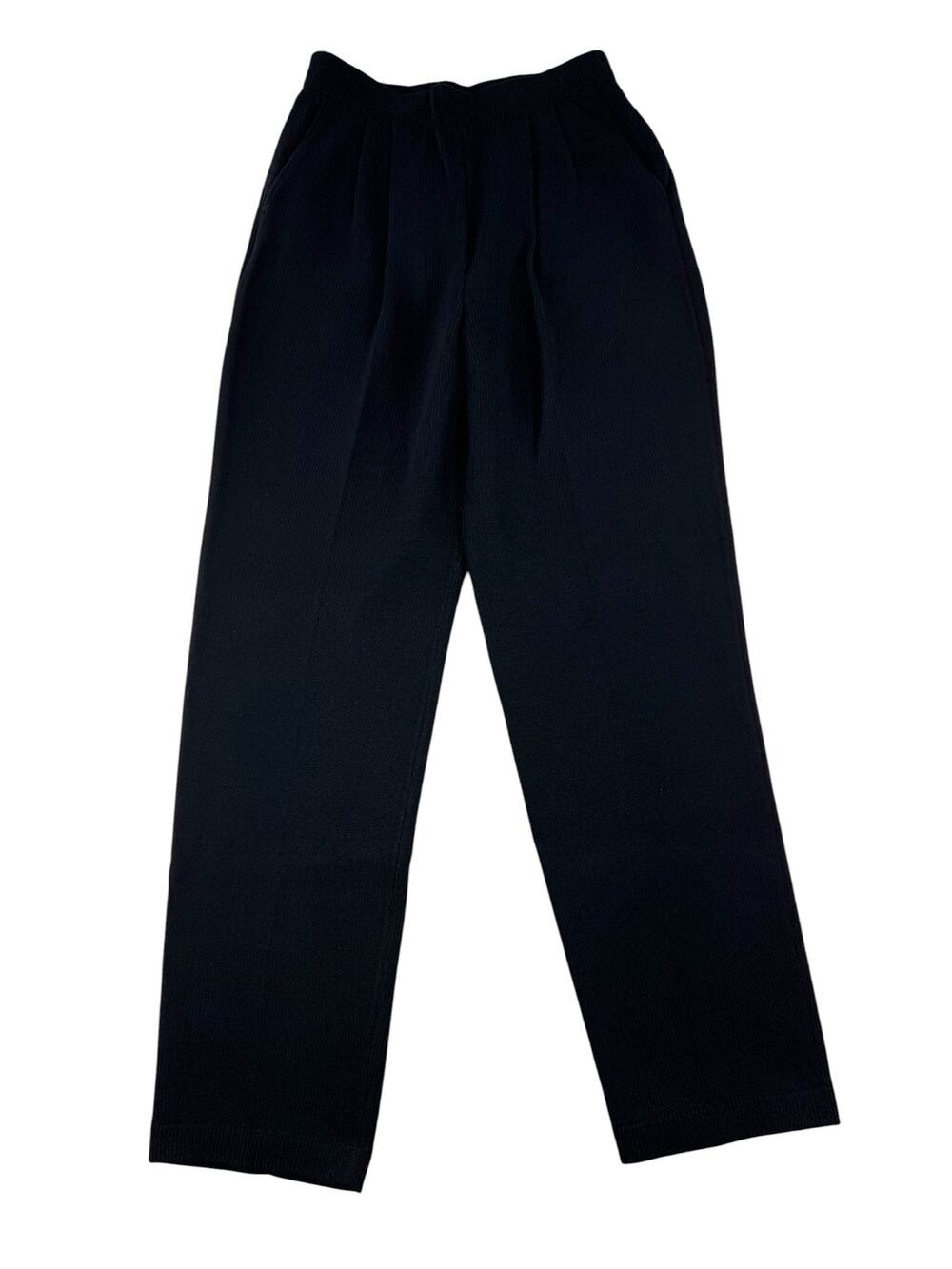 St. John Marie Gray Santana Knit Pants 4 High Rise Black Vtg Quiet Luxury Pleat